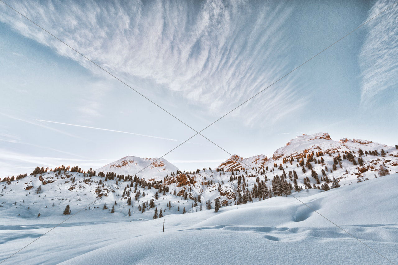 Mountain filled with snow